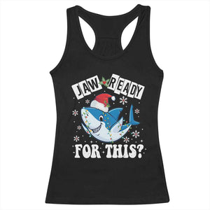 Funny Christmas Racerback Tank Top Sharkmas Shark Lights Red Santa Hat Jaw Ready For This TS10 Black Print Your Wear