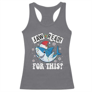 Funny Christmas Racerback Tank Top Sharkmas Shark Lights Red Santa Hat Jaw Ready For This TS10 Charcoal Print Your Wear