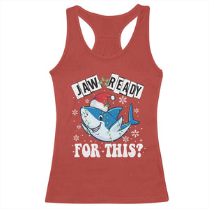 Funny Christmas Racerback Tank Top Sharkmas Shark Lights Red Santa Hat Jaw Ready For This TS10 Red Print Your Wear