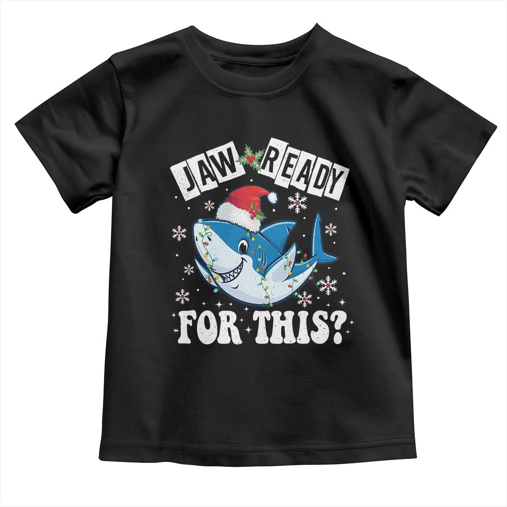 Funny Christmas Toddler T Shirt Sharkmas Shark Lights Red Santa Hat Jaw Ready For This TS10 Black Print Your Wear