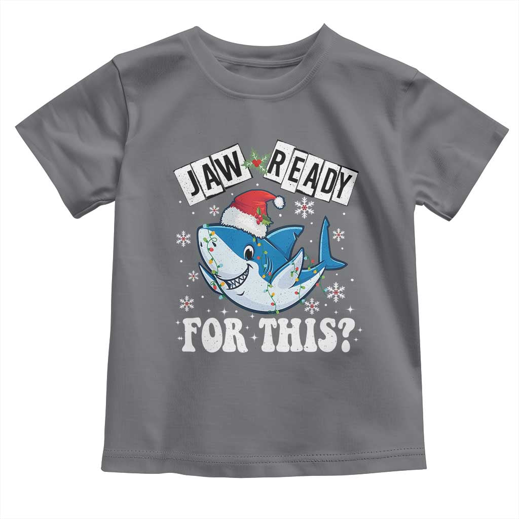 Funny Christmas Toddler T Shirt Sharkmas Shark Lights Red Santa Hat Jaw Ready For This TS10 Charcoal Print Your Wear