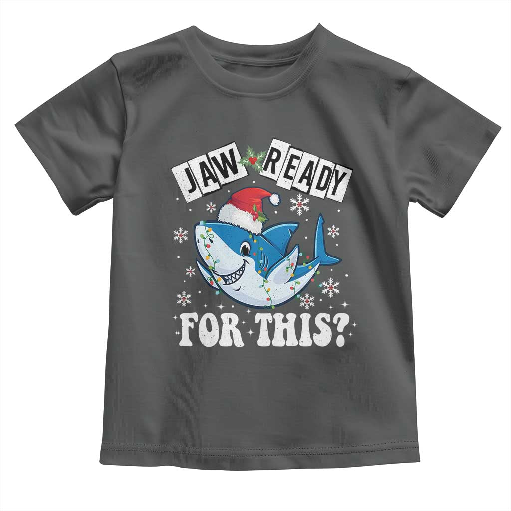 Funny Christmas Toddler T Shirt Sharkmas Shark Lights Red Santa Hat Jaw Ready For This TS10 Dark Heather Print Your Wear