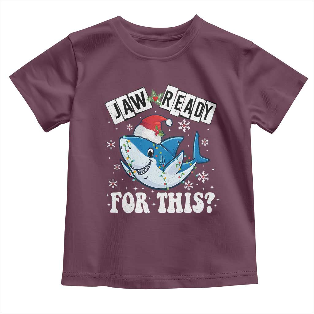 Funny Christmas Toddler T Shirt Sharkmas Shark Lights Red Santa Hat Jaw Ready For This TS10 Maroon Print Your Wear