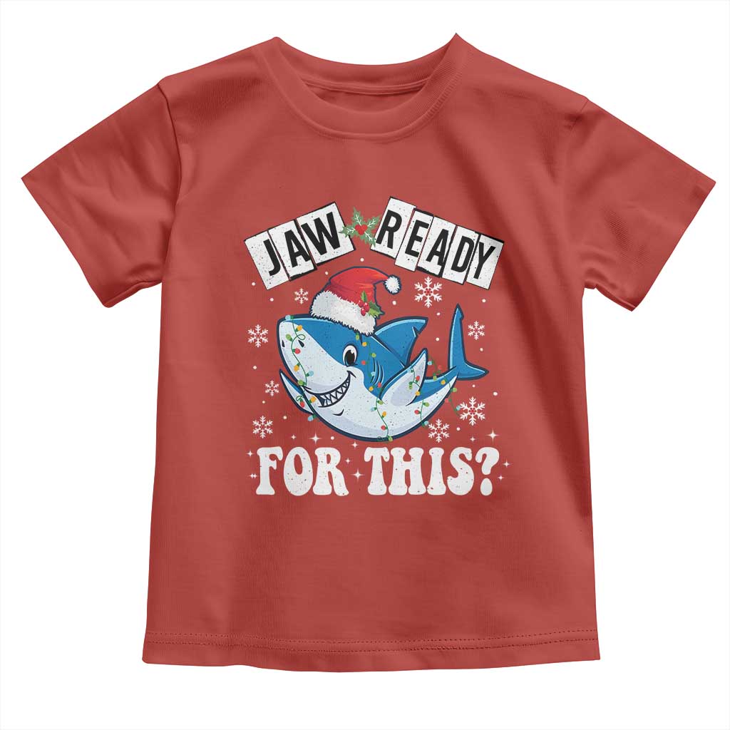 Funny Christmas Toddler T Shirt Sharkmas Shark Lights Red Santa Hat Jaw Ready For This TS10 Red Print Your Wear