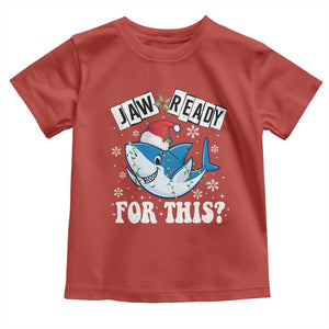 Funny Christmas Toddler T Shirt Sharkmas Shark Lights Red Santa Hat Jaw Ready For This TS10 Red Print Your Wear