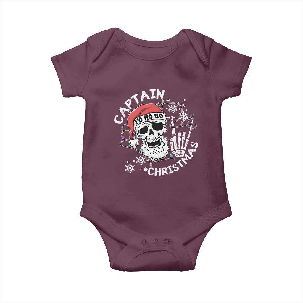 Pirate Christmas Baby Onesie Skull Skeleton Lights Pirates Caribbean Cruise TS10 Maroon Print Your Wear