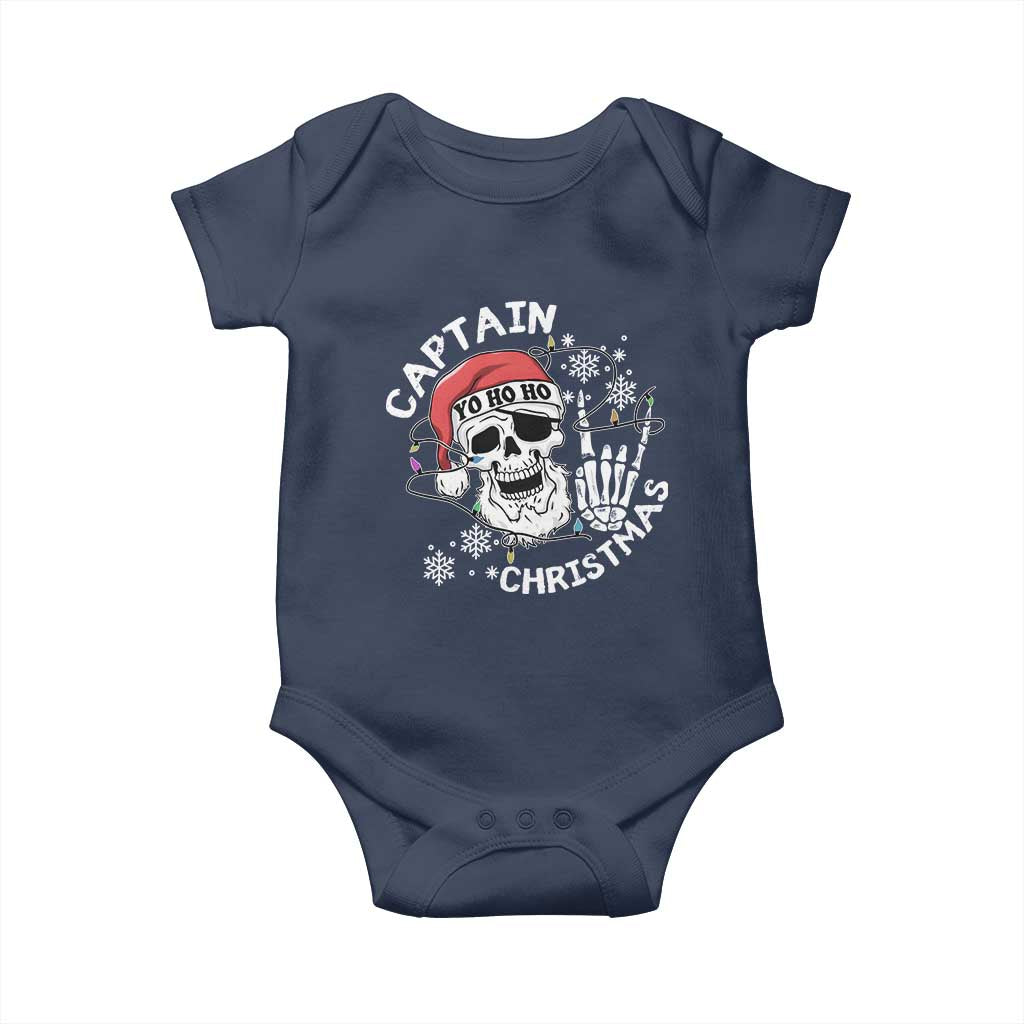 Pirate Christmas Baby Onesie Skull Skeleton Lights Pirates Caribbean Cruise TS10 Navy Print Your Wear