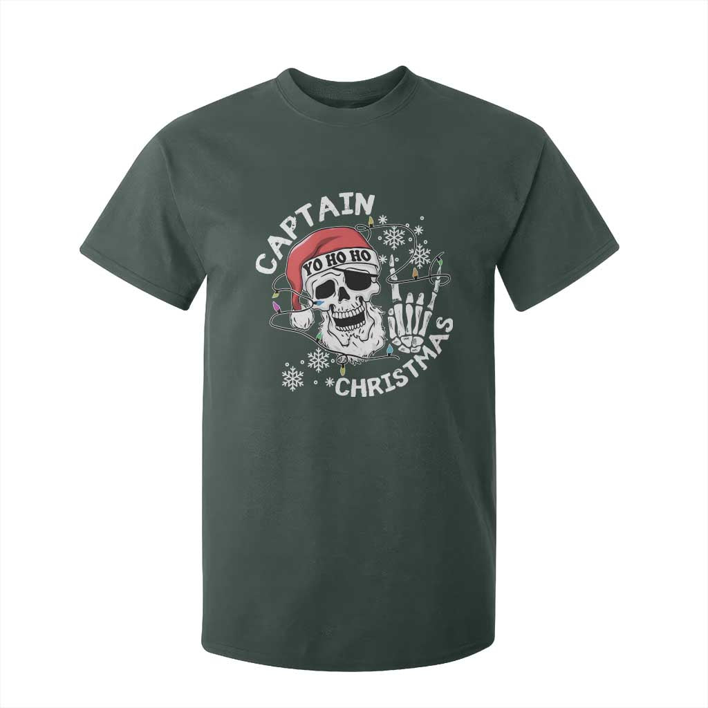 Pirate Christmas T Shirt For Kid Skull Skeleton Lights Pirates Caribbean Cruise TS10 Dark Forest Green Print Your Wear