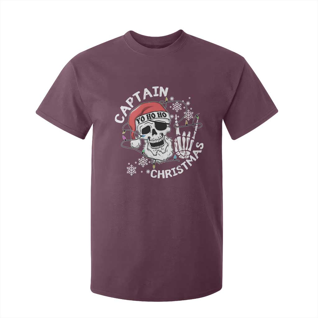 Pirate Christmas T Shirt For Kid Skull Skeleton Lights Pirates Caribbean Cruise TS10 Maroon Print Your Wear