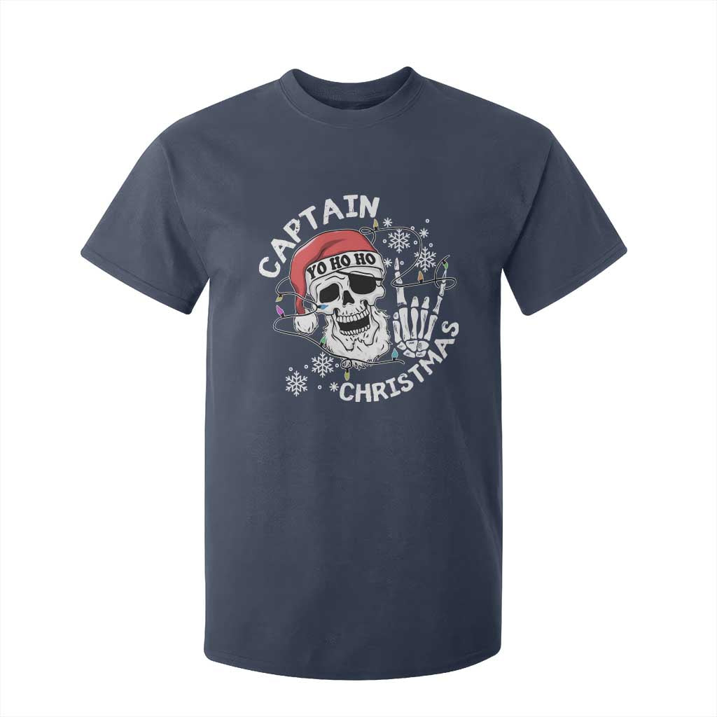 Pirate Christmas T Shirt For Kid Skull Skeleton Lights Pirates Caribbean Cruise TS10 Navy Print Your Wear