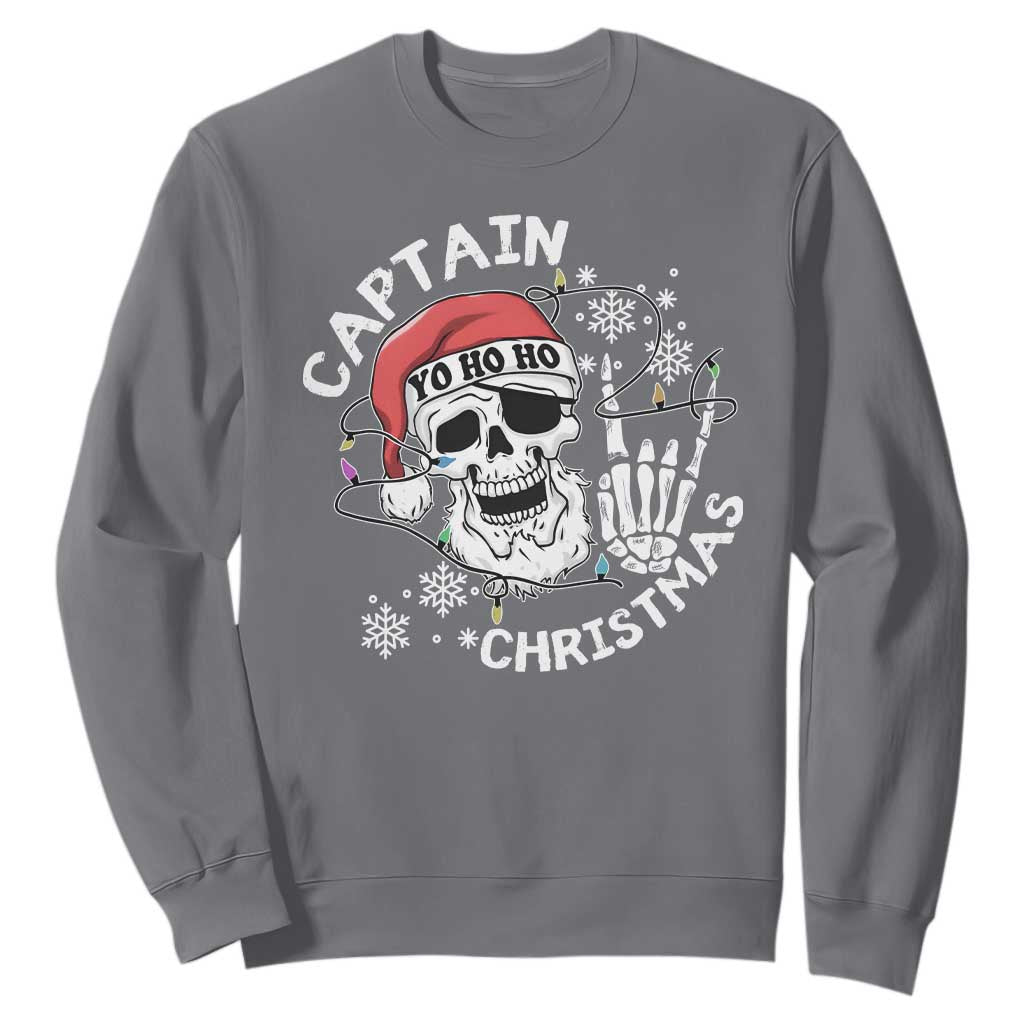 Pirate Christmas Sweatshirt Skull Skeleton Lights Pirates Caribbean Cruise TS10 Charcoal Print Your Wear