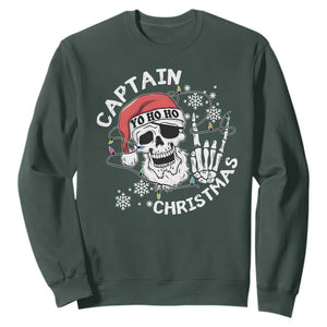 Pirate Christmas Sweatshirt Skull Skeleton Lights Pirates Caribbean Cruise TS10 Dark Forest Green Print Your Wear