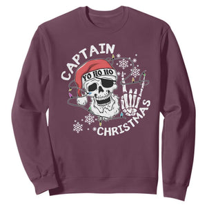 Pirate Christmas Sweatshirt Skull Skeleton Lights Pirates Caribbean Cruise TS10 Maroon Print Your Wear