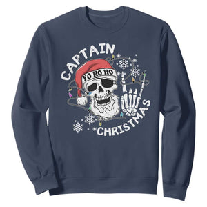 Pirate Christmas Sweatshirt Skull Skeleton Lights Pirates Caribbean Cruise TS10 Navy Print Your Wear