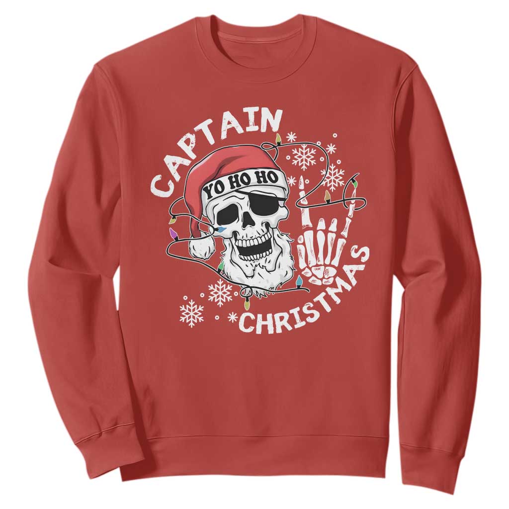 Pirate Christmas Sweatshirt Skull Skeleton Lights Pirates Caribbean Cruise TS10 Red Print Your Wear