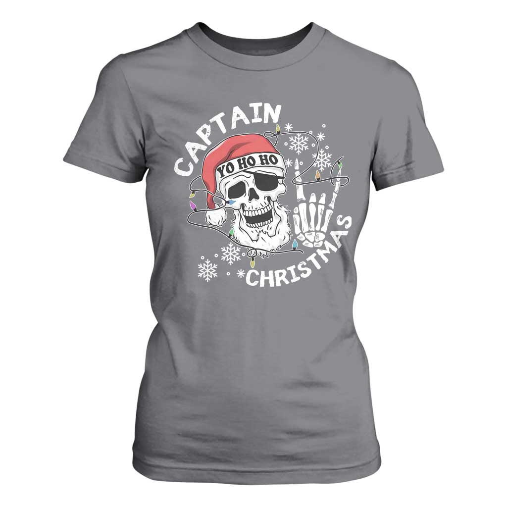 Pirate Christmas T Shirt For Women Skull Skeleton Lights Pirates Caribbean Cruise TS10 Charcoal Print Your Wear