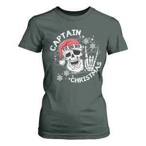 Pirate Christmas T Shirt For Women Skull Skeleton Lights Pirates Caribbean Cruise TS10 Dark Forest Green Print Your Wear