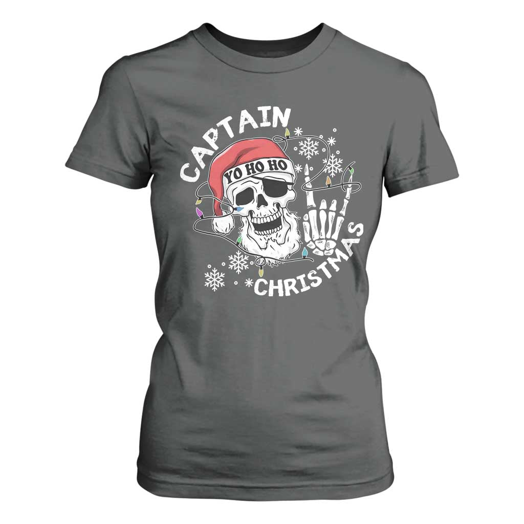Pirate Christmas T Shirt For Women Skull Skeleton Lights Pirates Caribbean Cruise TS10 Dark Heather Print Your Wear