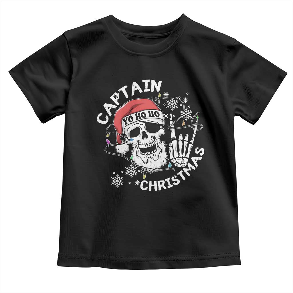 Pirate Christmas Toddler T Shirt Skull Skeleton Lights Pirates Caribbean Cruise TS10 Black Print Your Wear