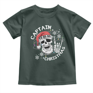 Pirate Christmas Toddler T Shirt Skull Skeleton Lights Pirates Caribbean Cruise TS10 Dark Forest Green Print Your Wear