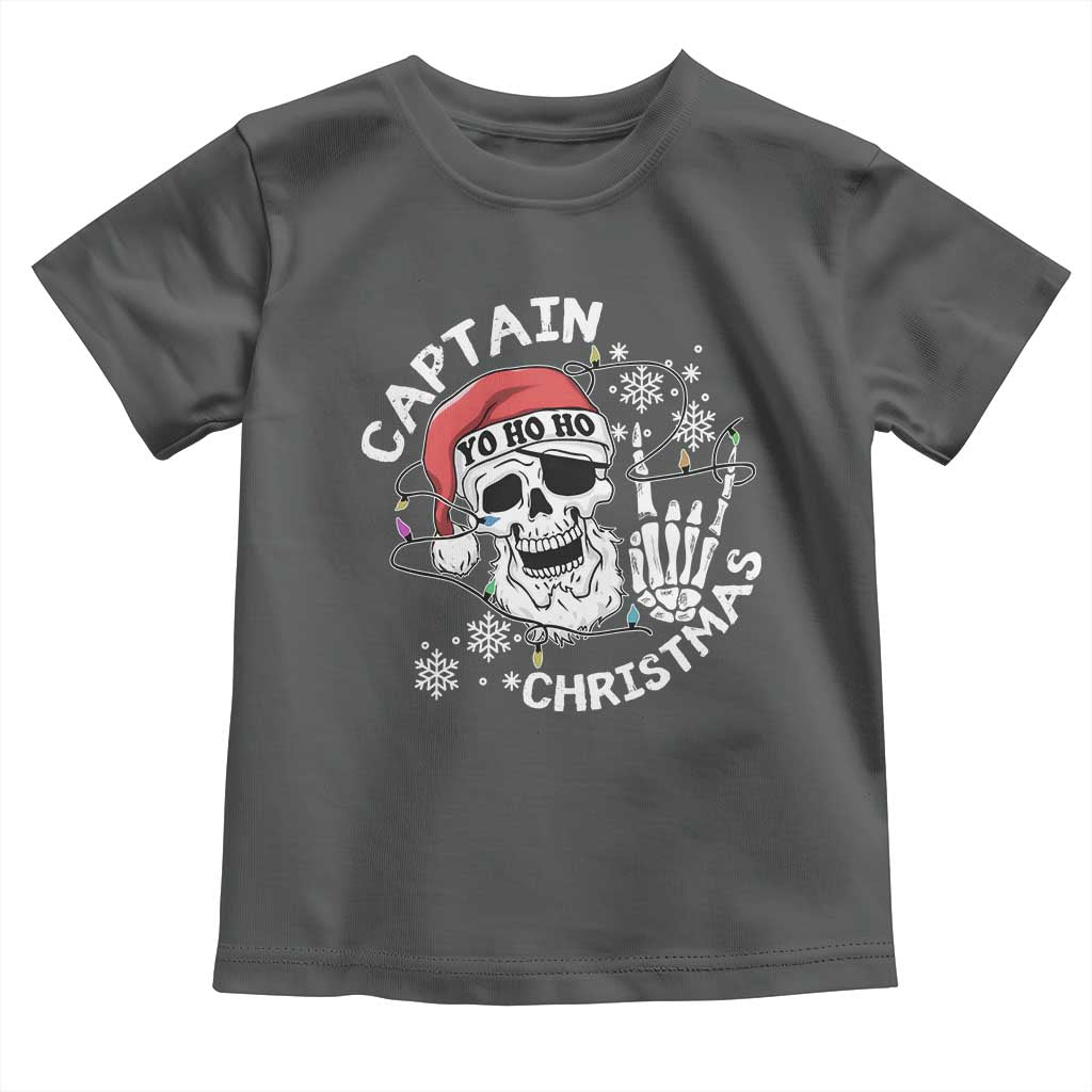 Pirate Christmas Toddler T Shirt Skull Skeleton Lights Pirates Caribbean Cruise TS10 Dark Heather Print Your Wear