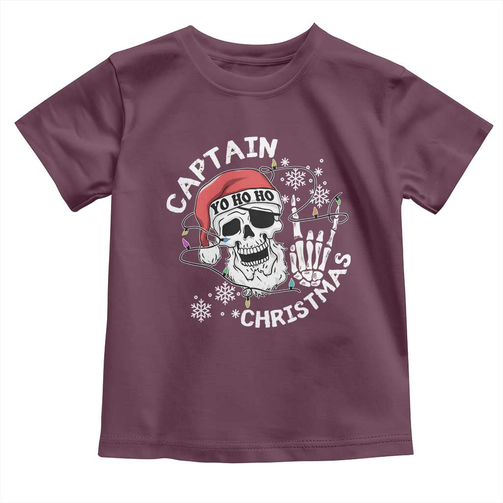 Pirate Christmas Toddler T Shirt Skull Skeleton Lights Pirates Caribbean Cruise TS10 Maroon Print Your Wear