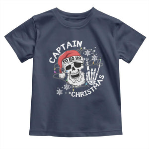 Pirate Christmas Toddler T Shirt Skull Skeleton Lights Pirates Caribbean Cruise TS10 Navy Print Your Wear