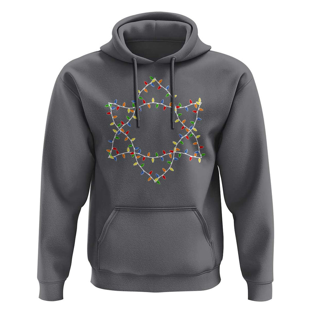 Christmas Religious Happy Chrismukkah Hoodie Lights Star of David TS10 Charcoal Print Your Wear
