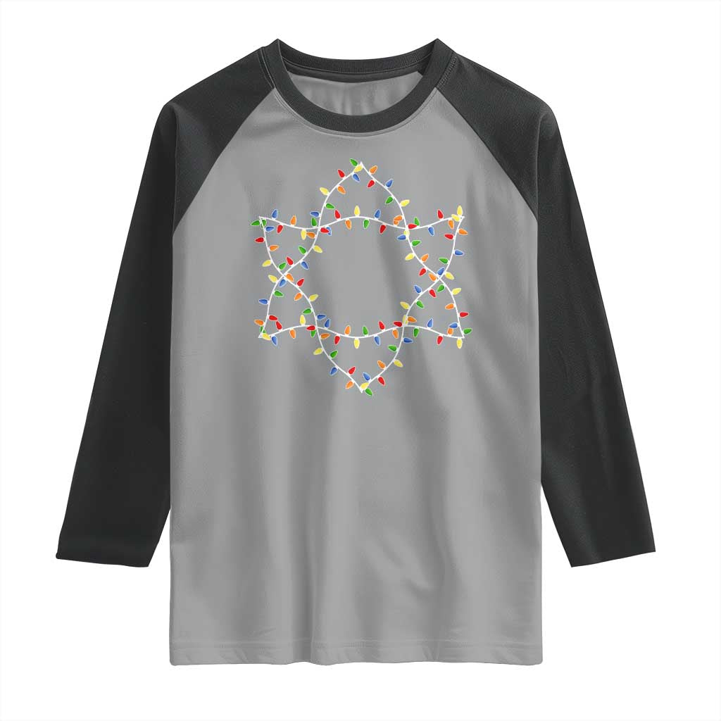 Christmas Religious Happy Chrismukkah Raglan Shirt Lights Star of David TS10 Sport Gray Black Print Your Wear