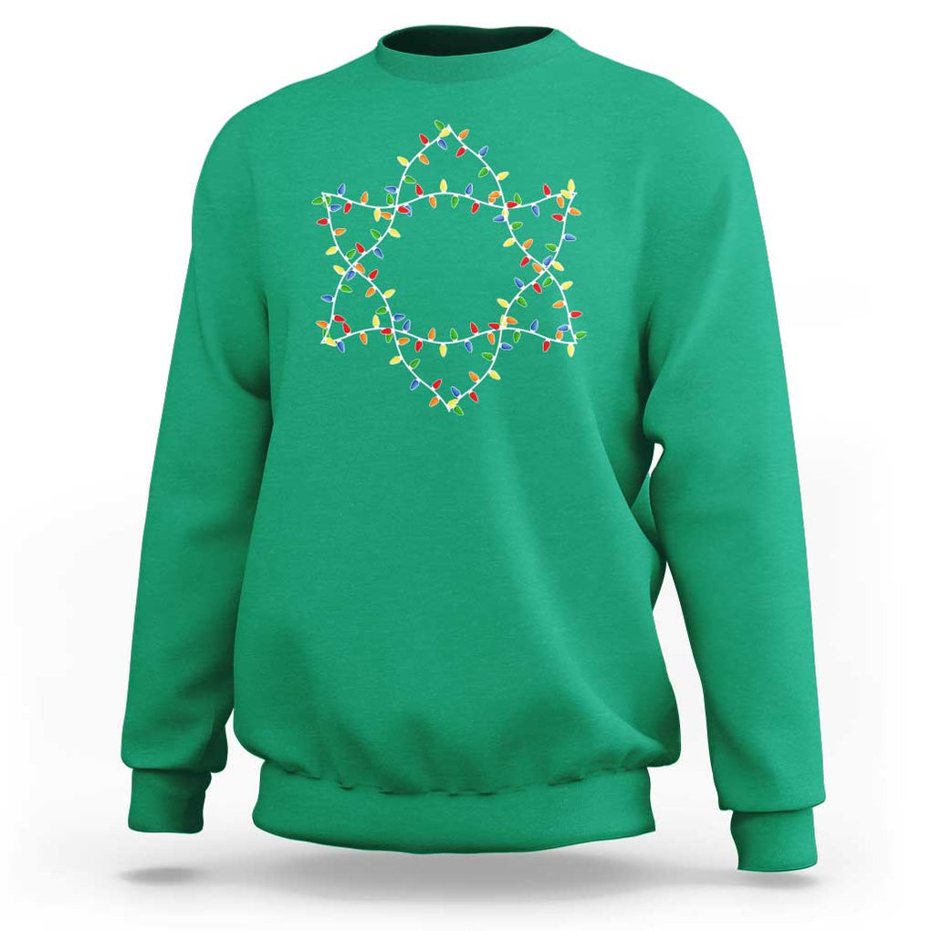 Christmas Religious Happy Chrismukkah Sweatshirt Lights Star of David TS10 Irish Green Print Your Wear