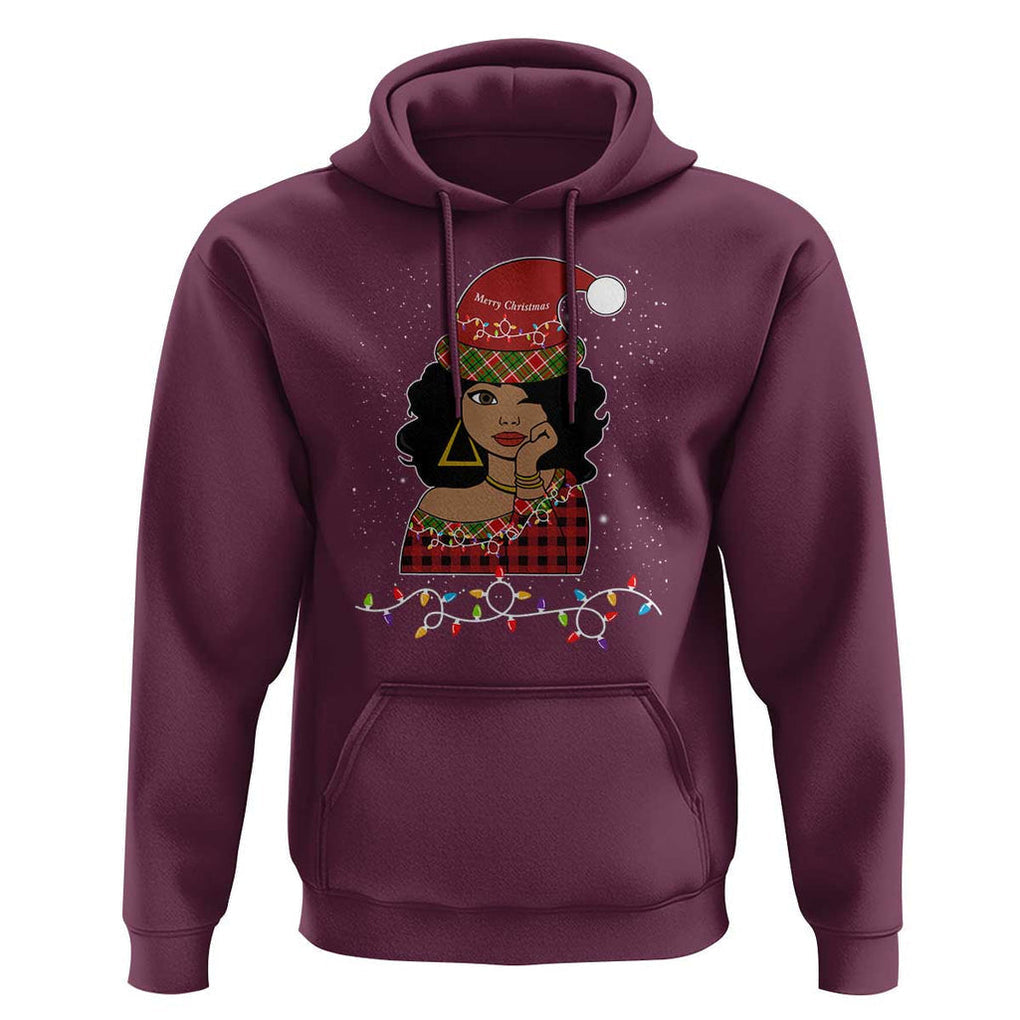 Black Santa African American Christmas Hoodie Sassy Afro Queen Black Woman TS10 Maroon Print Your Wear