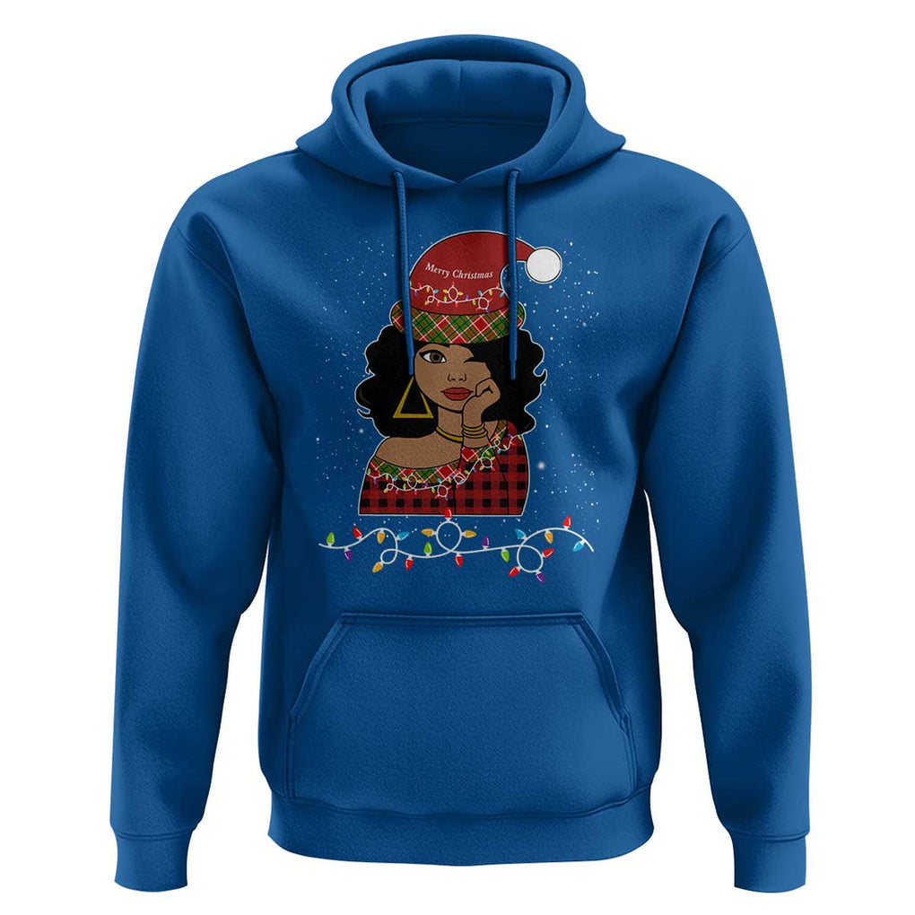 Black Santa African American Christmas Hoodie Sassy Afro Queen Black Woman TS10 Royal Blue Print Your Wear