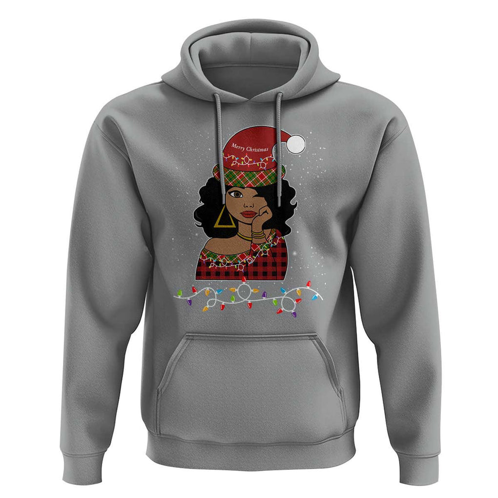Black Santa African American Christmas Hoodie Sassy Afro Queen Black Woman TS10 Sport Gray Print Your Wear
