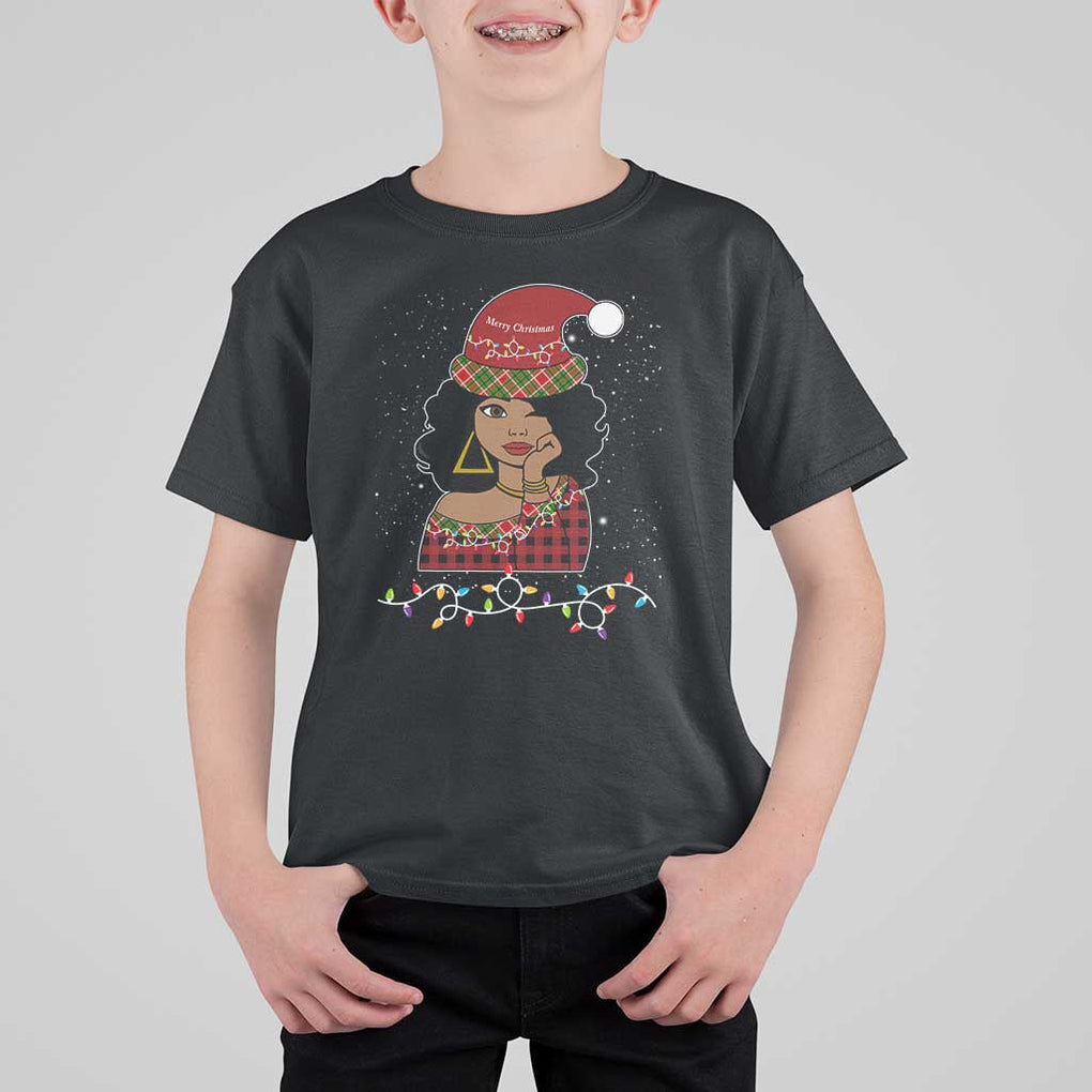 Black Santa African American Christmas T Shirt For Kid Sassy Afro Queen Black Woman TS10 Black Print Your Wear
