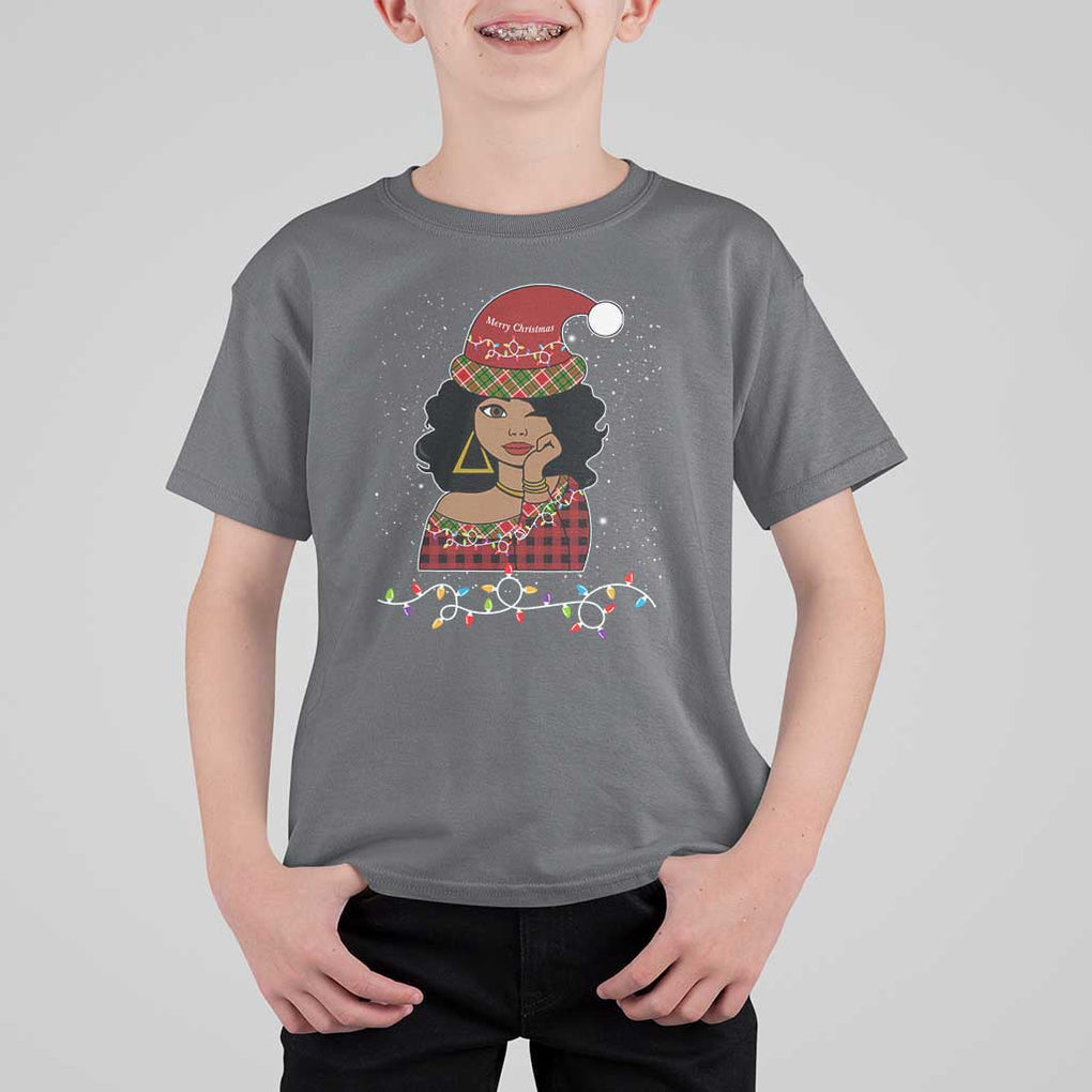 Black Santa African American Christmas T Shirt For Kid Sassy Afro Queen Black Woman TS10 Charcoal Print Your Wear