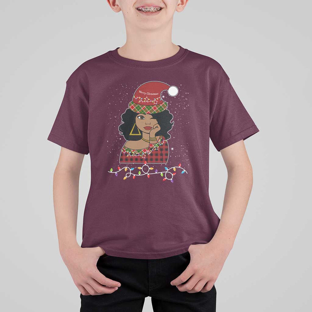 Black Santa African American Christmas T Shirt For Kid Sassy Afro Queen Black Woman TS10 Maroon Print Your Wear