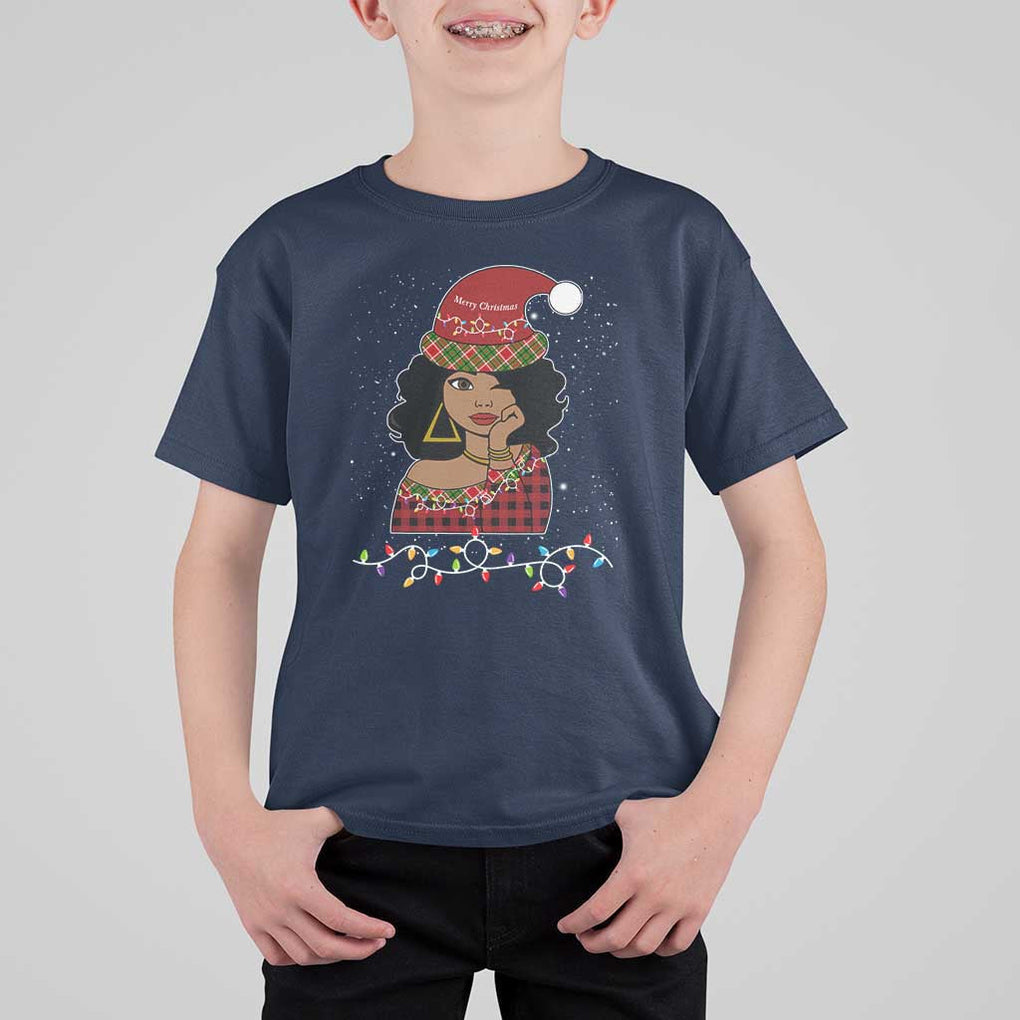 Black Santa African American Christmas T Shirt For Kid Sassy Afro Queen Black Woman TS10 Navy Print Your Wear