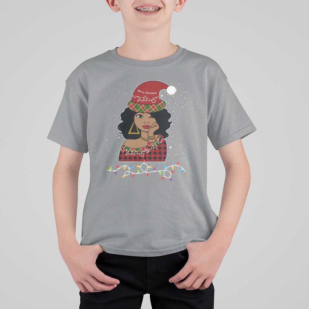 Black Santa African American Christmas T Shirt For Kid Sassy Afro Queen Black Woman TS10 Sport Gray Print Your Wear