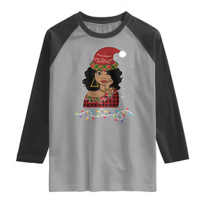 Black Santa African American Christmas Raglan Shirt Sassy Afro Queen Black Woman TS10 Sport Gray Black Print Your Wear