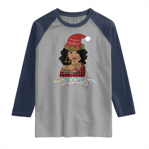 Black Santa African American Christmas Raglan Shirt Sassy Afro Queen Black Woman TS10 Sport Gray Navy Print Your Wear