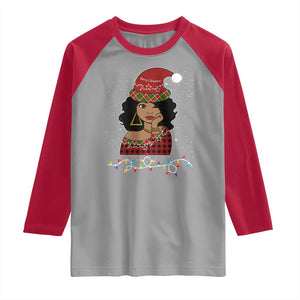 Black Santa African American Christmas Raglan Shirt Sassy Afro Queen Black Woman TS10 Sport Gray Red Print Your Wear