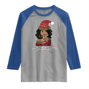 Black Santa African American Christmas Raglan Shirt Sassy Afro Queen Black Woman TS10 Sport Gray Royal Print Your Wear