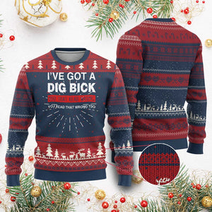 Funny Naughty Adult Humor Knit Sweatshirt I've Got A Dig Bick You That Read Wrong You Read That Wrong Too TS10 Burgundy Print Your Wear