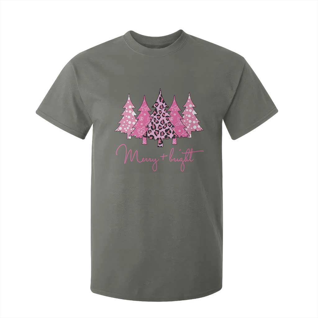 Pink Christmas T Shirt For Kid Leopard Print Trees TS10 Military Green Print Your Wear