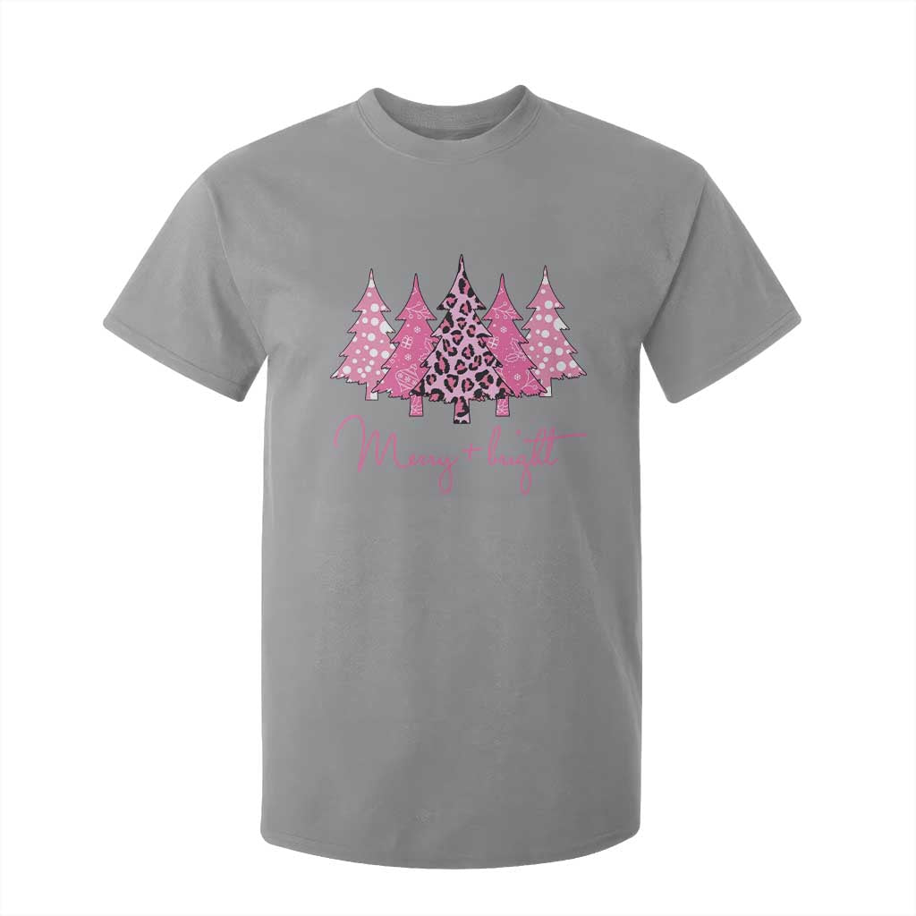 Pink Christmas T Shirt For Kid Leopard Print Trees TS10 Sport Gray Print Your Wear