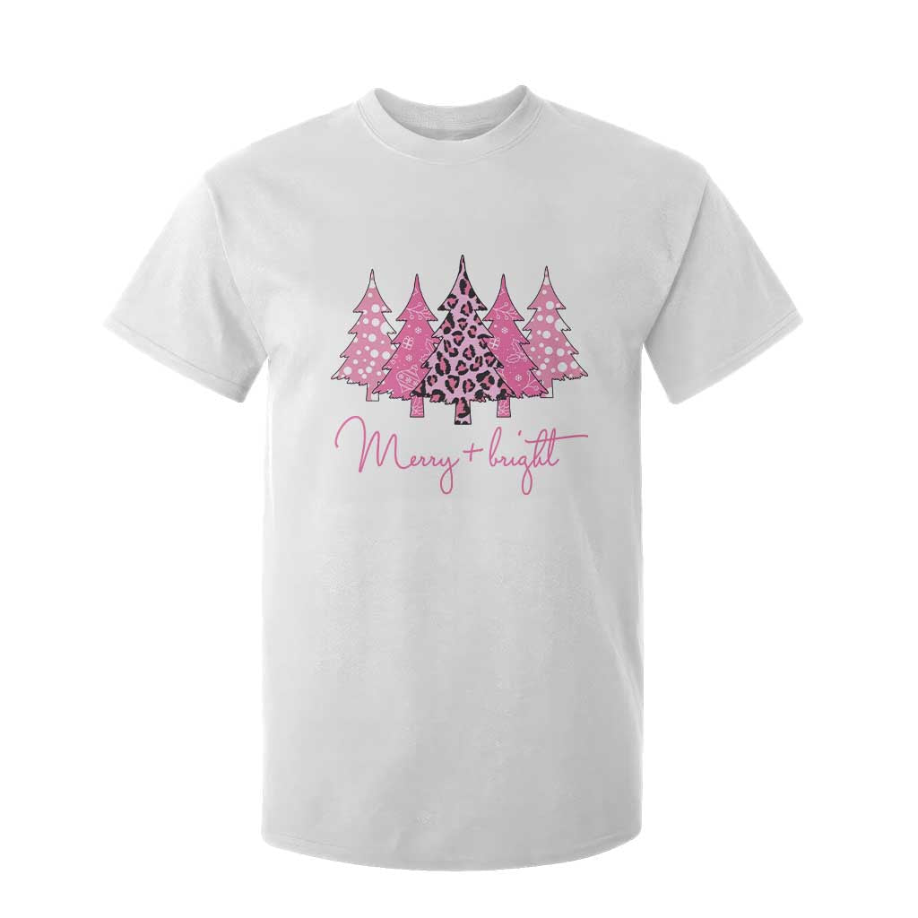 Pink Christmas T Shirt For Kid Leopard Print Trees TS10 White Print Your Wear