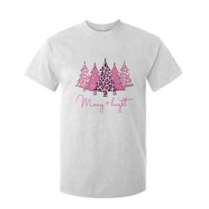 Pink Christmas T Shirt For Kid Leopard Print Trees TS10 White Print Your Wear
