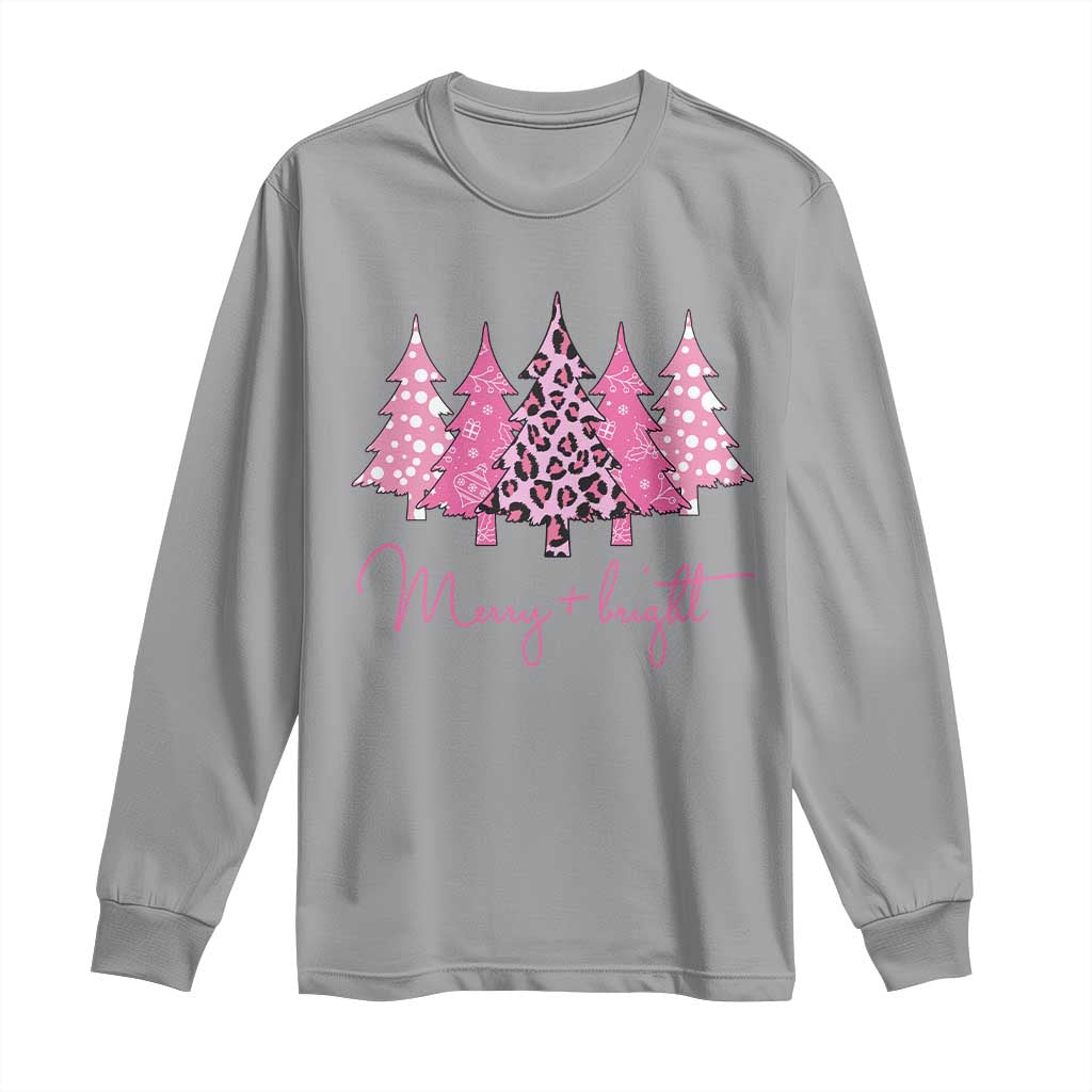 Pink Christmas Long Sleeve Shirt Leopard Print Trees TS10 Sport Gray Print Your Wear