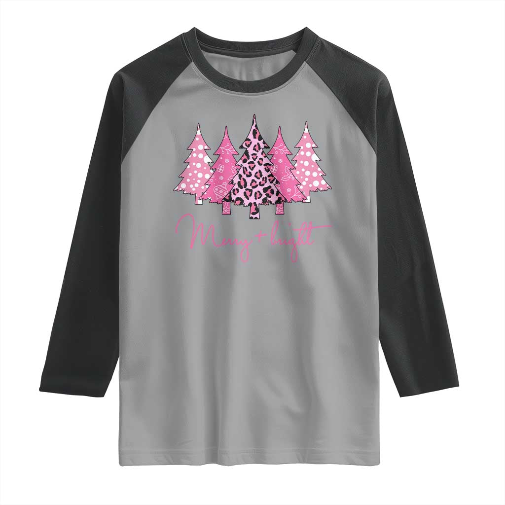 Pink Christmas Raglan Shirt Leopard Print Trees TS10 Sport Gray Black Print Your Wear