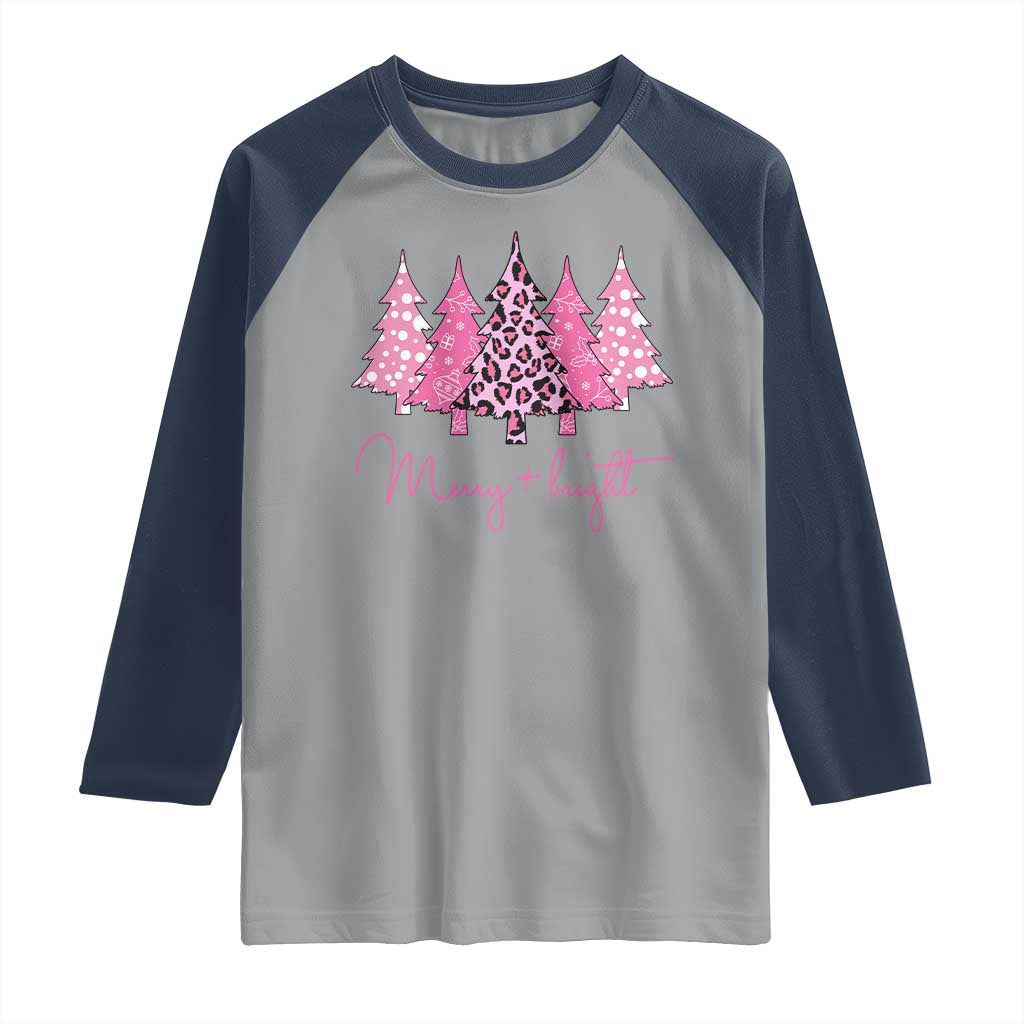 Pink Christmas Raglan Shirt Leopard Print Trees TS10 Sport Gray Navy Print Your Wear